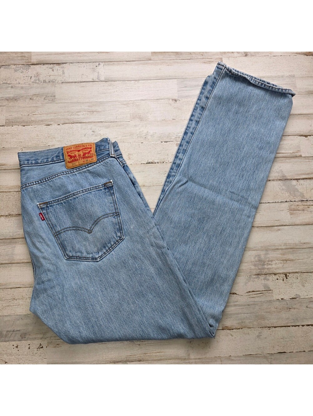 Levi's 501 Jeans Men's 36x36 Light Wash Denim Button Fly Straight Leg Cotton